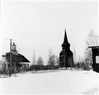 KYRKA KLOCKSTAPEL VINTERBILD