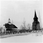 KYRKA KLOCKSTAPEL VINTERBILD