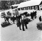 FRILUFTSMUSEUM VINTERBILD FILMINSPELNING SKÅDESPELARE FRILUFTSMUSEUM HÄST