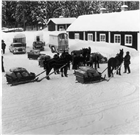 FRILUFTSMUSEUM VINTERBILD FILMINSPELNING SKÅDESPELARE FRILUFTSMUSEUM HÄST