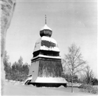 VINTERBILD KYRKA FRILUFTSMUSEUM KLOCKSTAPEL