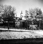 UTHUS KIOSK VINTERBILD STADSBEBYGGELSE