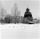 KYRKA VINTERBILD FRILUFTSMUSEUM KLOCKSTAPEL