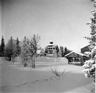 VINTERBILD KLOCKSTAPEL HÄRBRE FRILUFTSMUSEUM