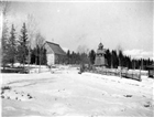 VINTERBILD KYRKA KLOCKSTAPEL FRILUFTSMUSEUM