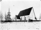 KYRKA KLOCKSTAPEL BIL VINTERBILD