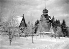 VINTERBILD FRILUFTSMUSEUM KYRKA KLOCKSTAPEL